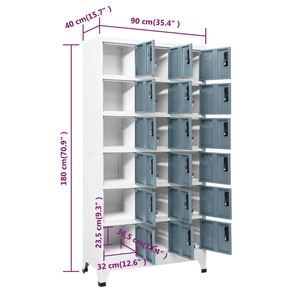Changing Room Locker, grey, 90x40x180cm, steel