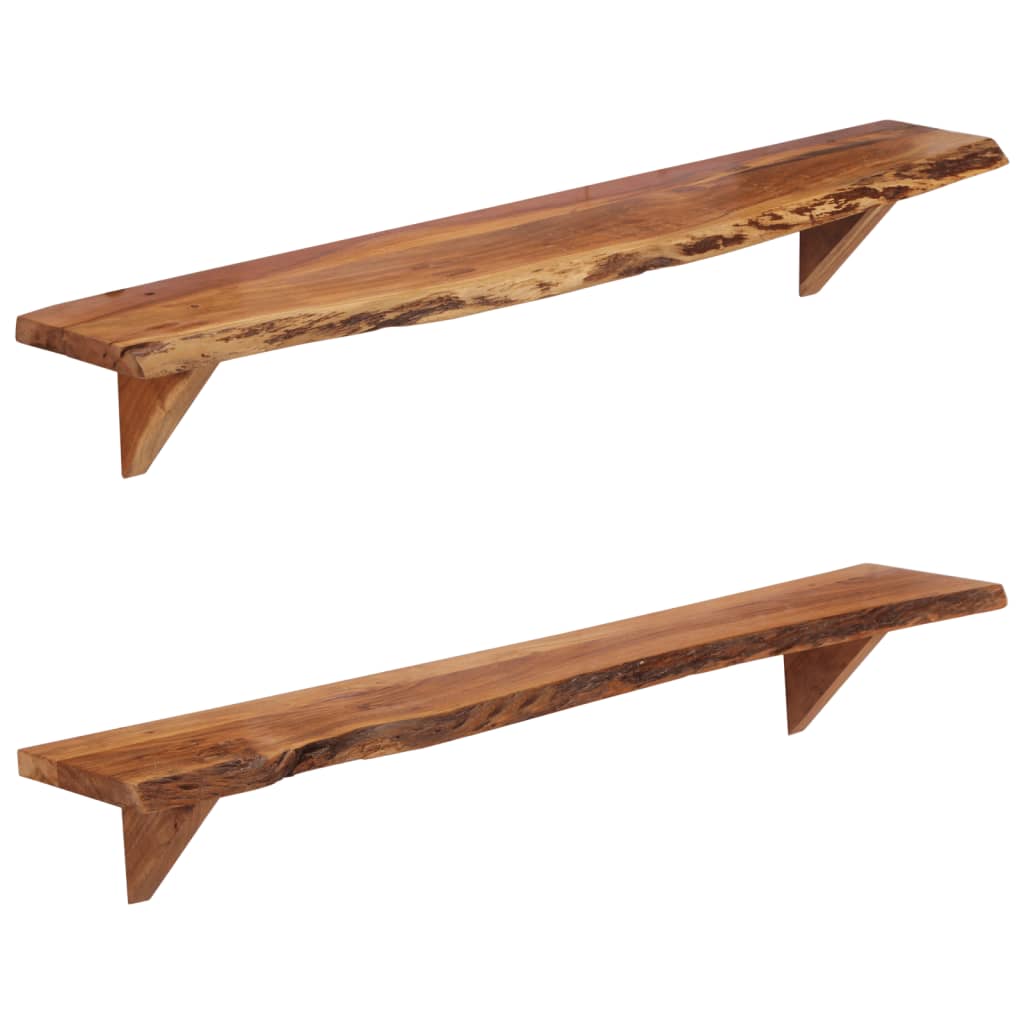 Wall shelves, 2 pcs., 110x20x18cm, solid acacia