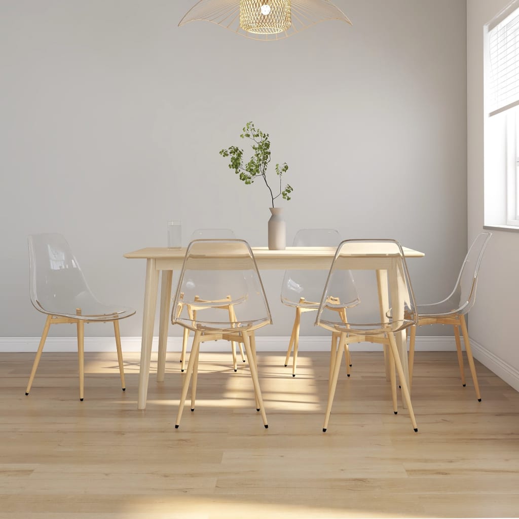 Dining chairs, 6 pcs, clear, PET