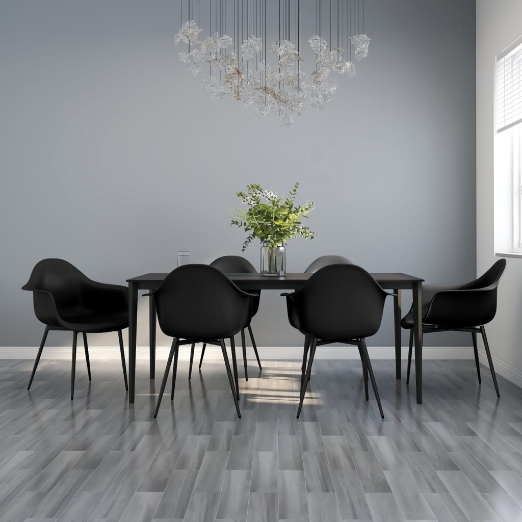 Dining chairs, 6 pcs, black, PP