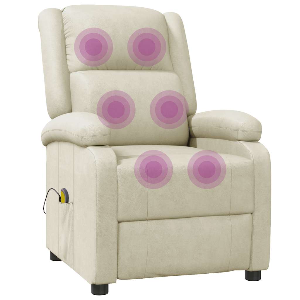 Massage chair, cream white, artificial leather