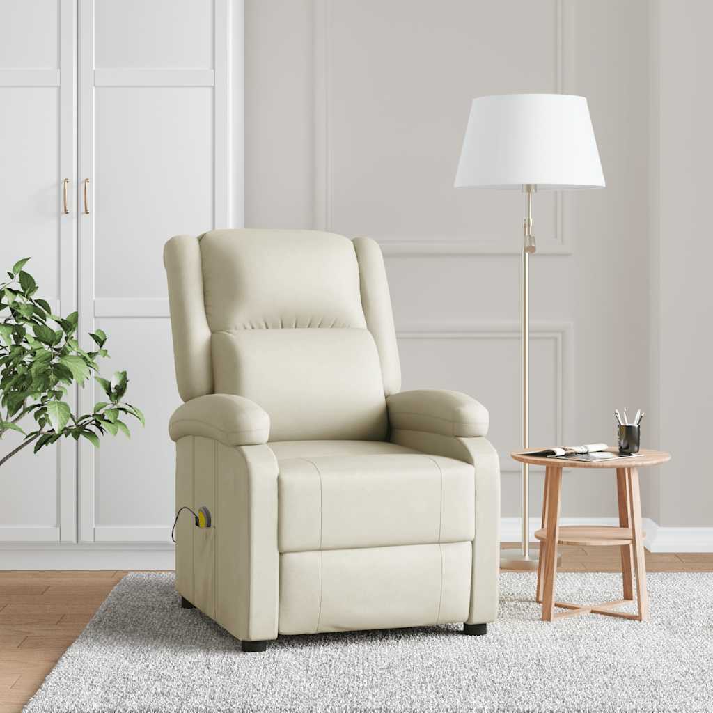 Massage chair, cream white, artificial leather
