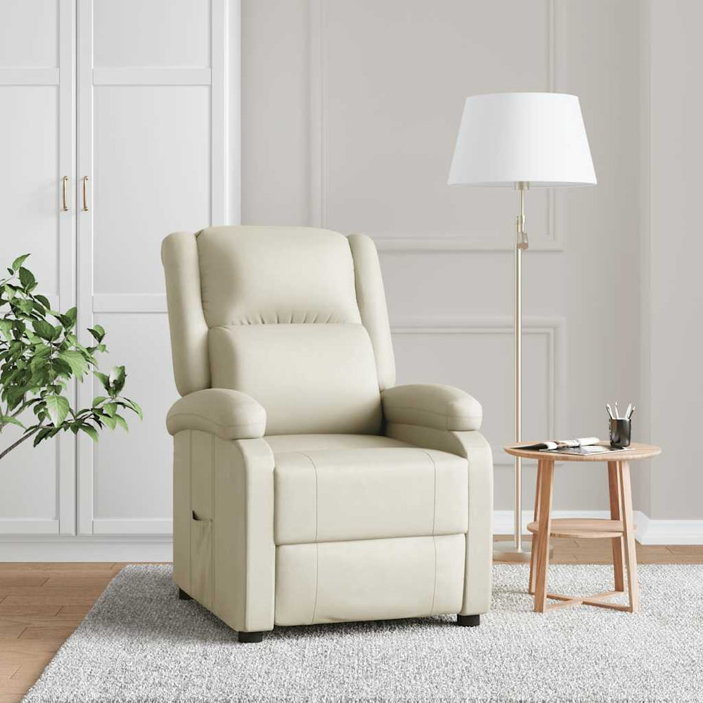 Recliner, white, artificial leather