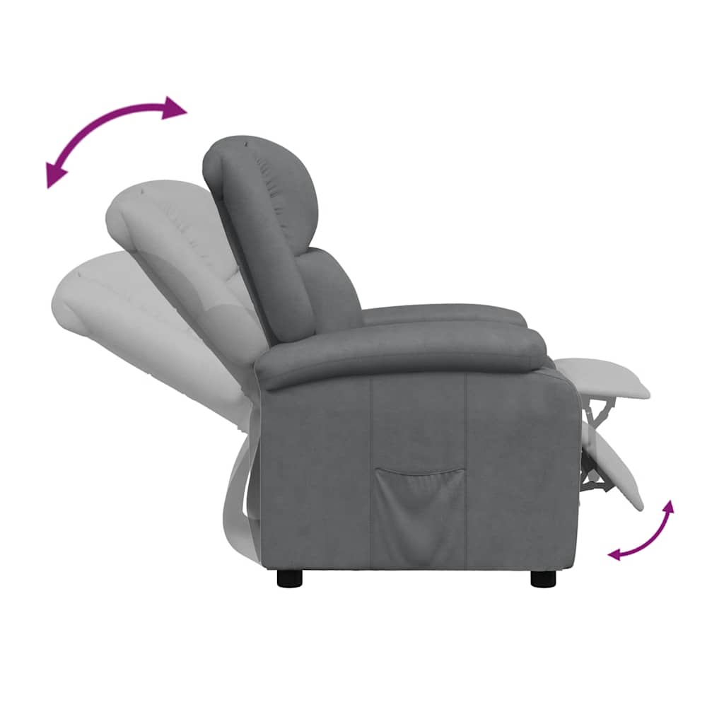 Recliner, grey, artificial leather