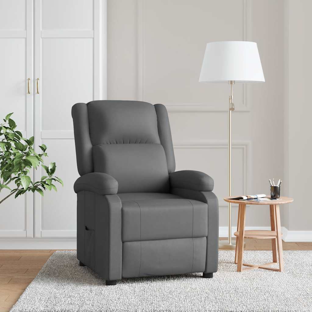 Recliner, grey, artificial leather
