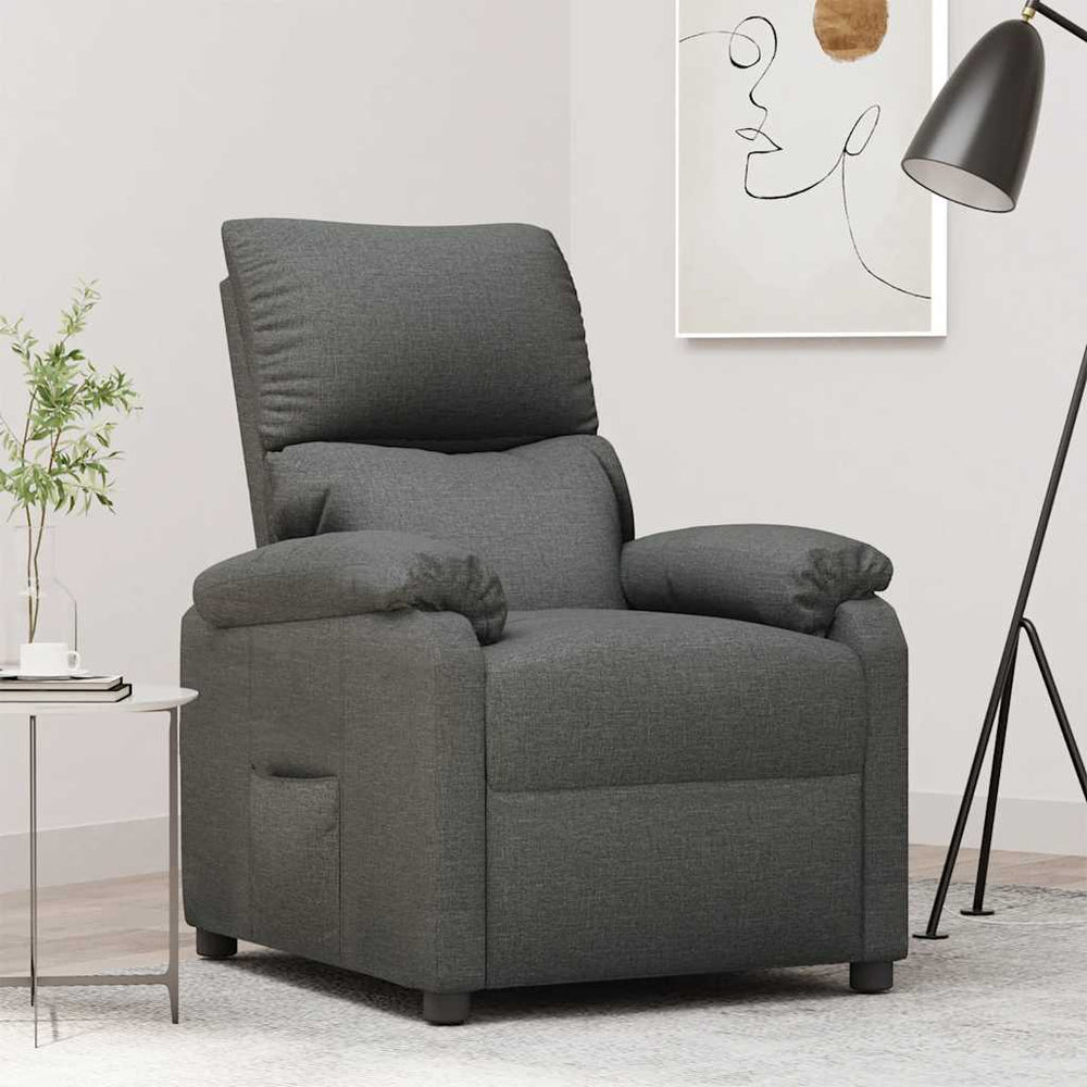 Recliner, dark gray, fabric