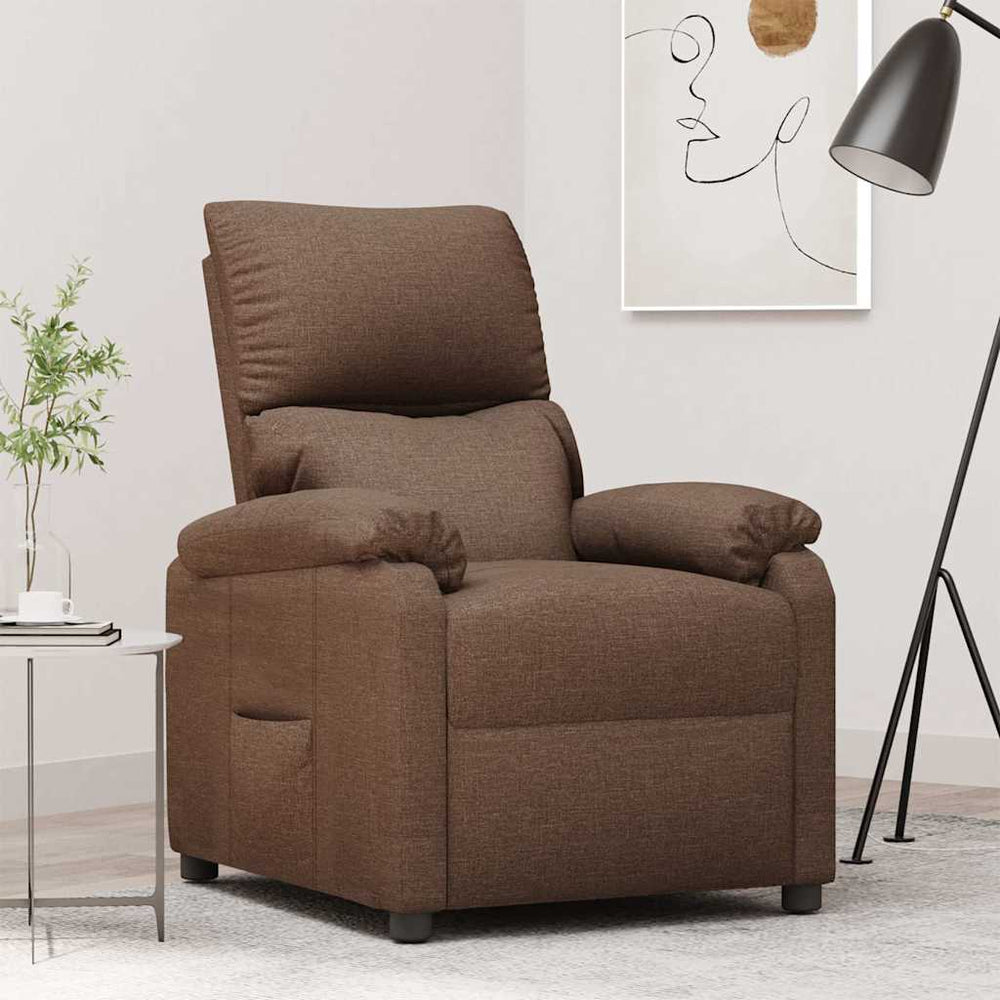 Reclining armchair, brown, fabric