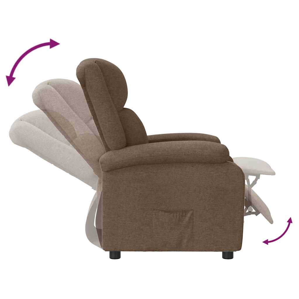 Reclining armchair, brown, fabric