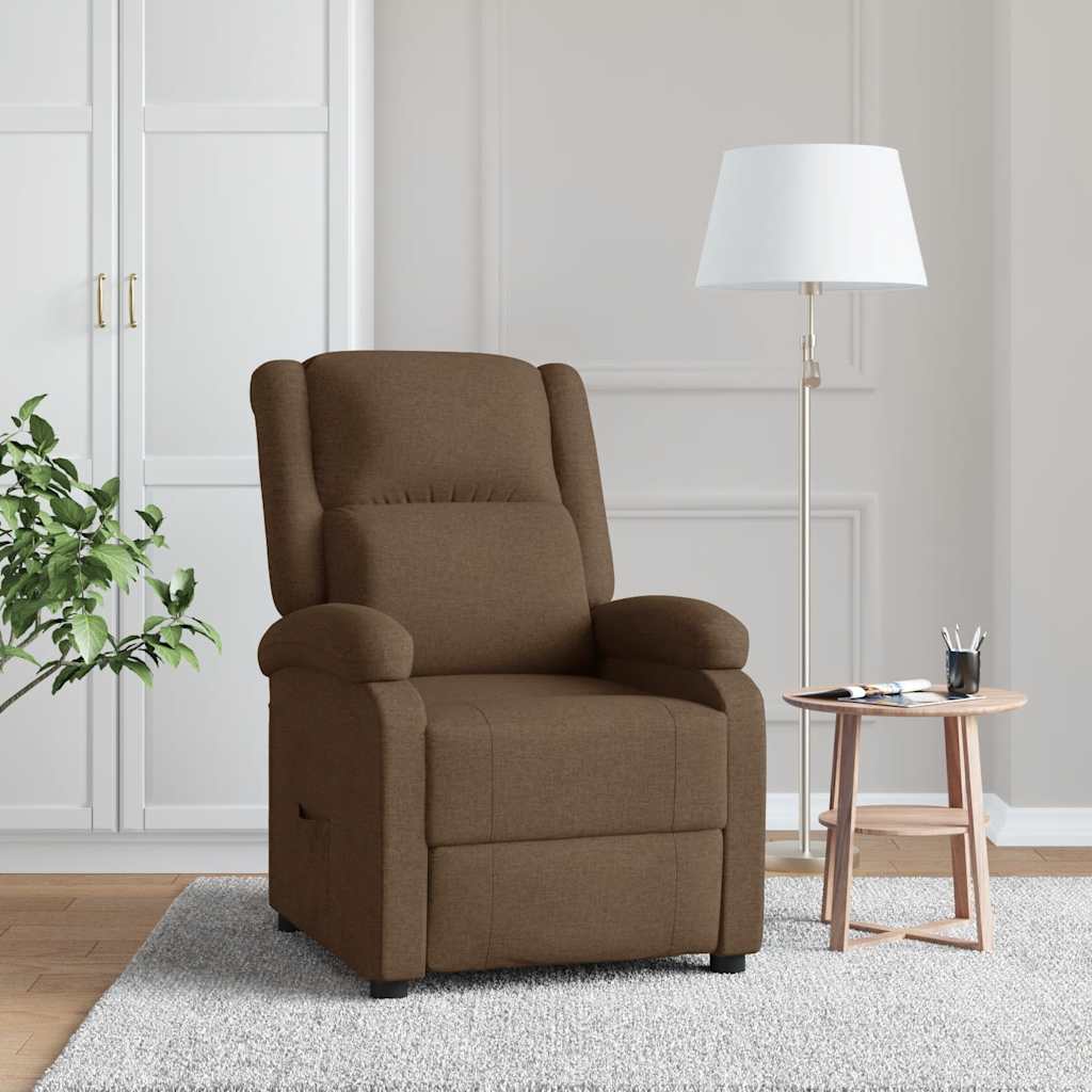 Reclining armchair, brown, fabric