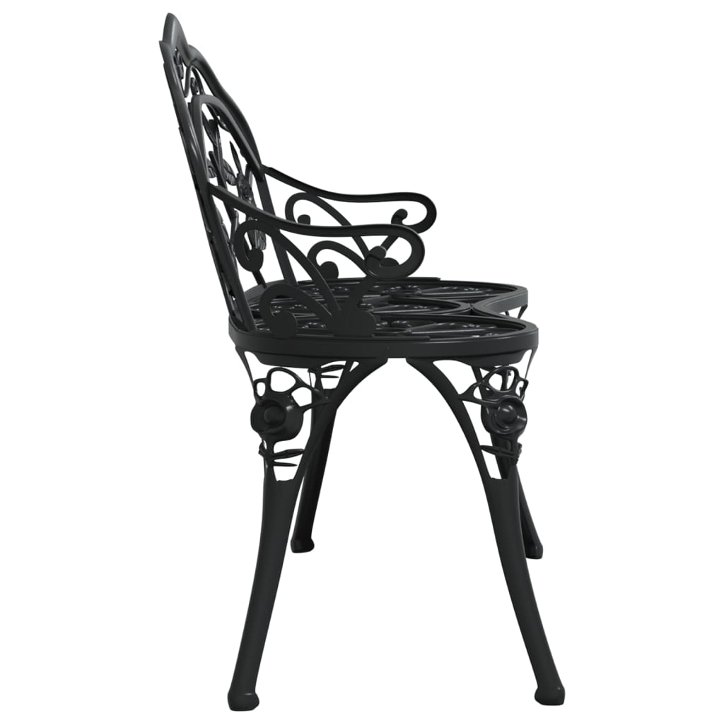 Garden bench, black, 100cm, cast aluminium