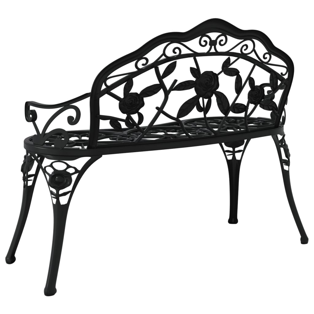 Garden bench, black, 100cm, cast aluminium