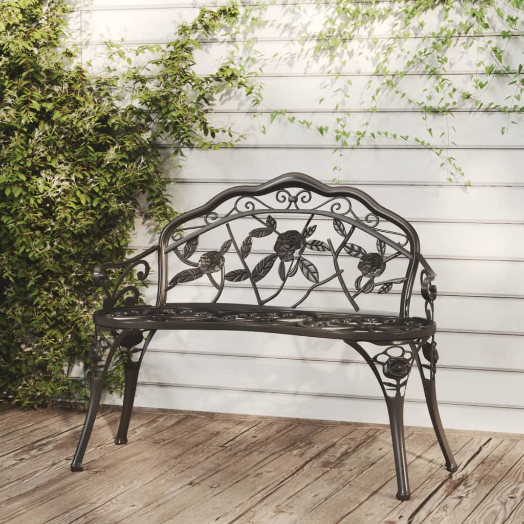 Garden bench, black, 100cm, cast aluminium