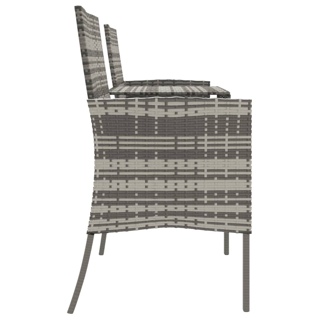 Two-seater garden sofa with tea table, anthracite, poly rattan
