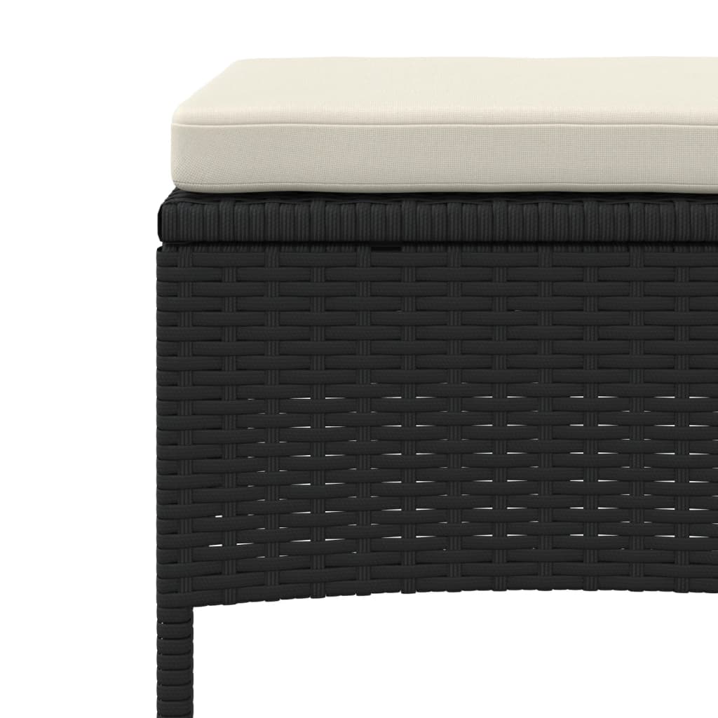 Dvivietė sodo sofa su staliuku/taburetėmis, juoda, poliratanas