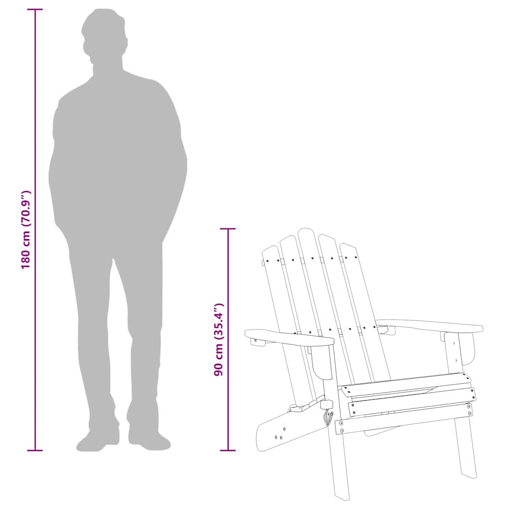 Garden Adirondack Chair, Solid Acacia Wood
