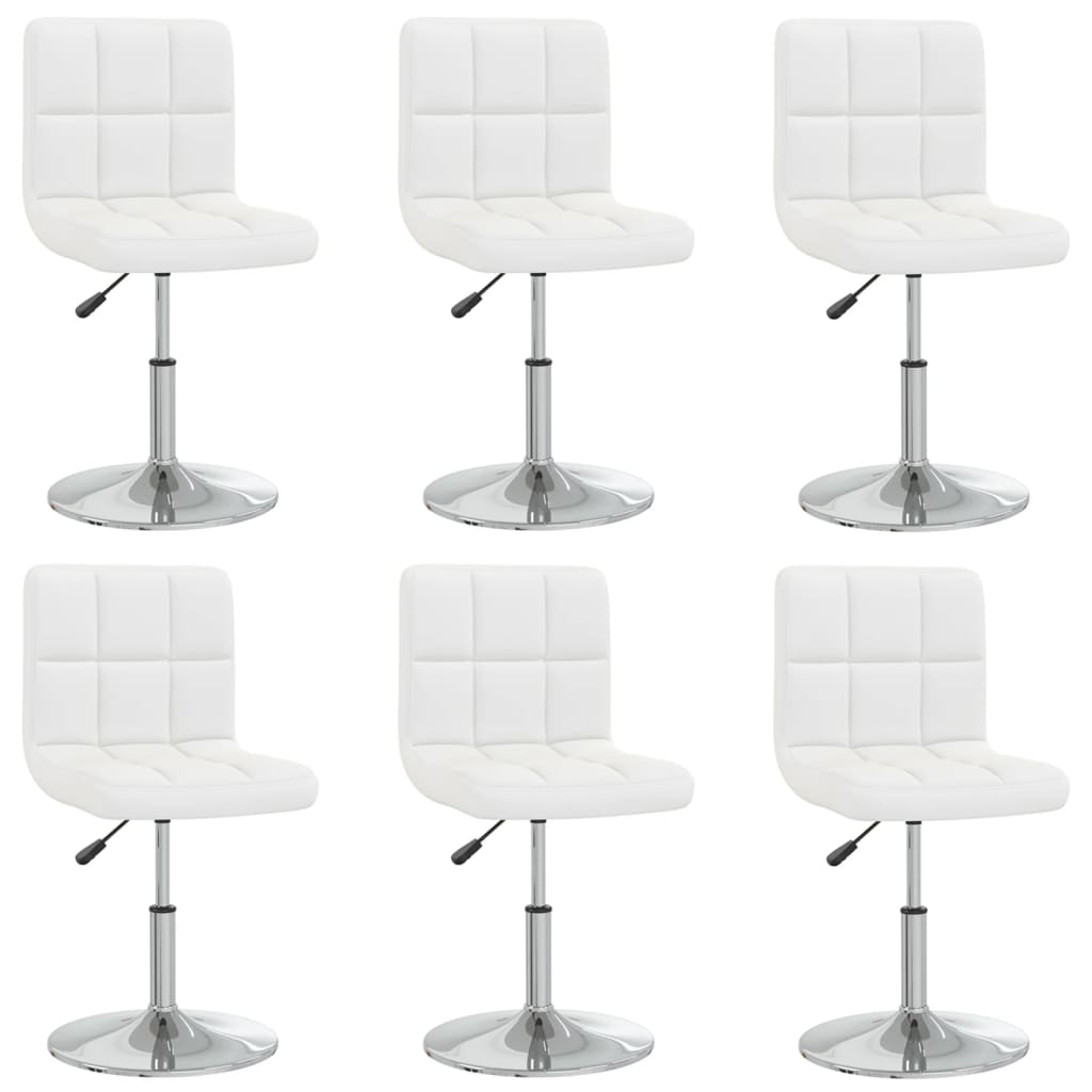 Dining chairs, 6 pcs., white, faux leather