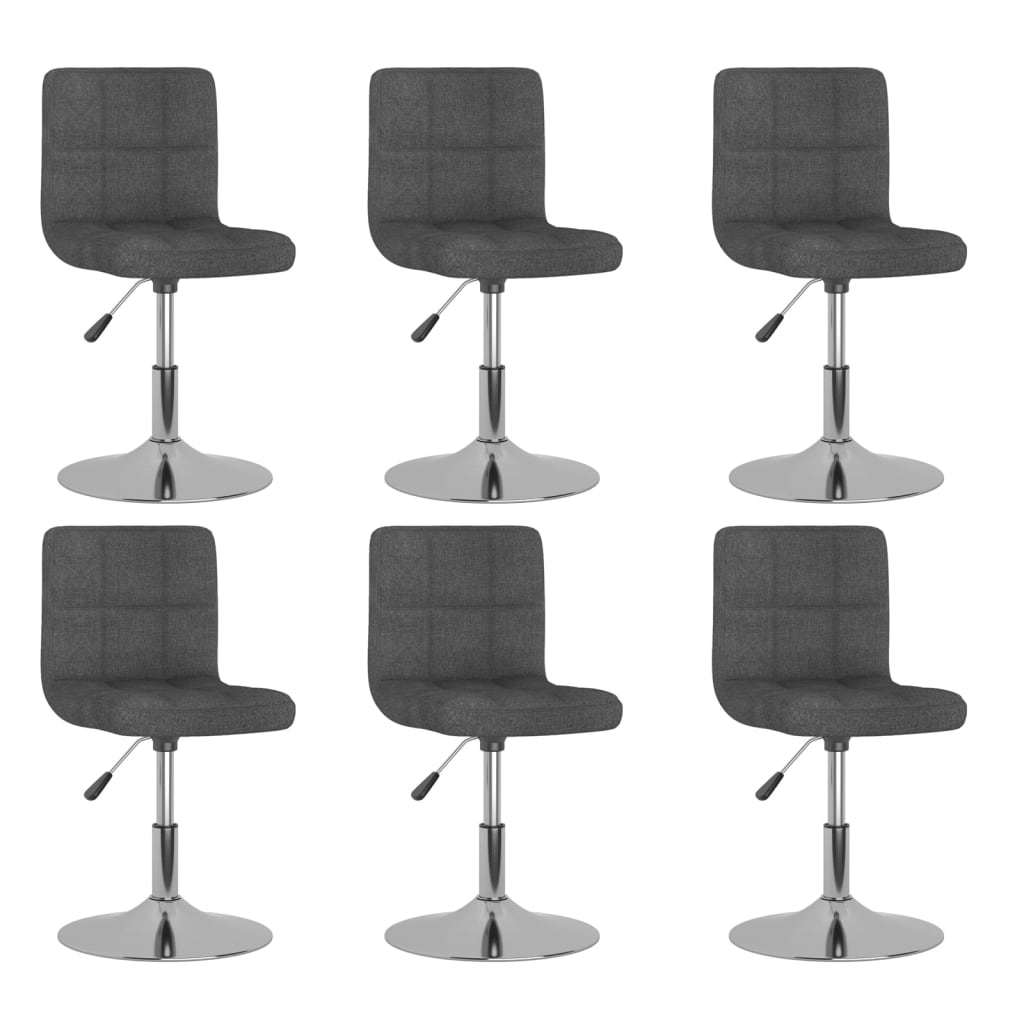 Swivel dining chairs, 6 pcs., dark grey, fabric
