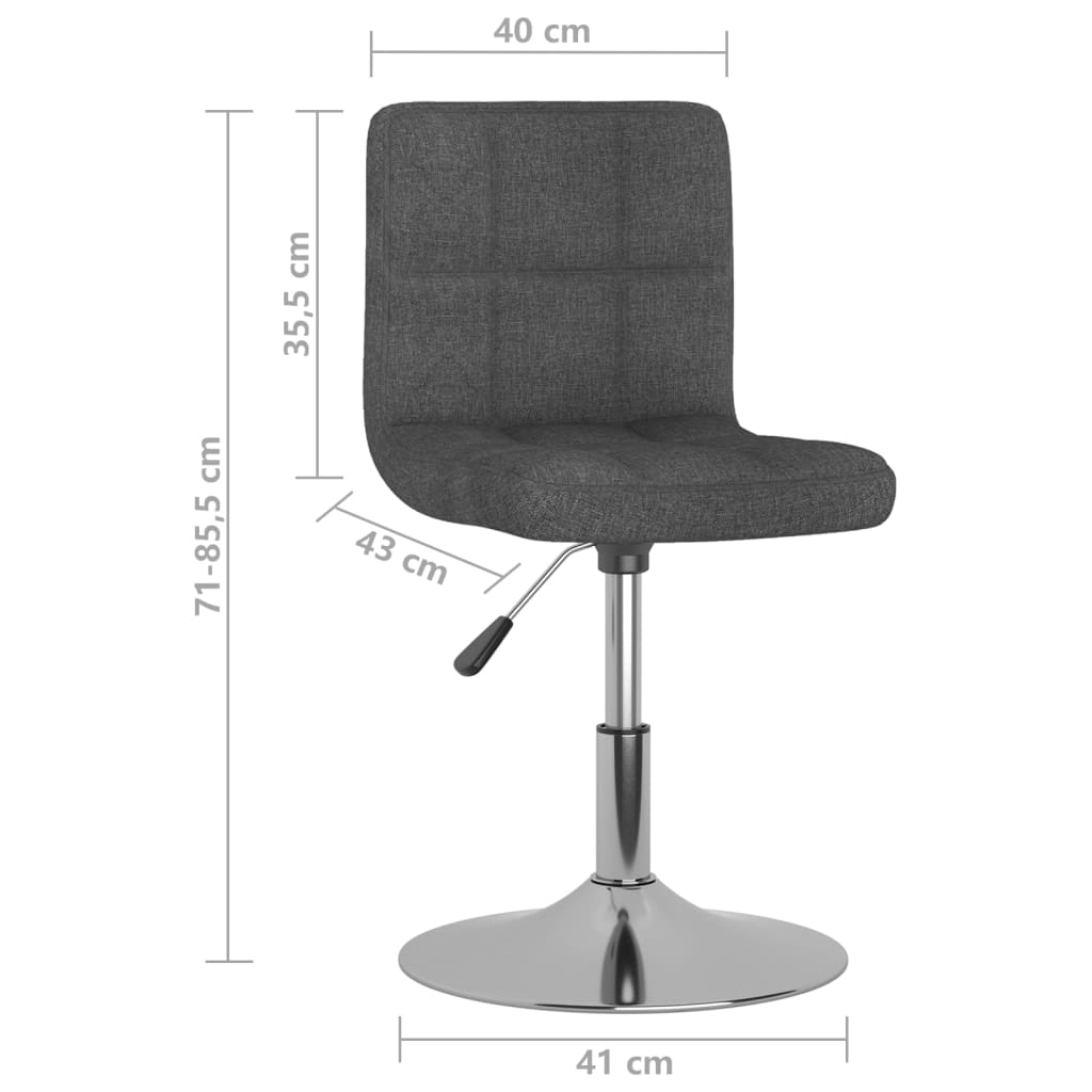 Swivel dining chairs, 6 pcs., dark grey, fabric