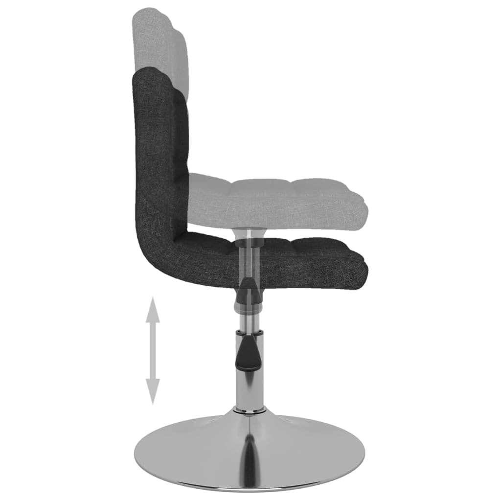 Swivel dining chairs, 6 pcs., black, fabric