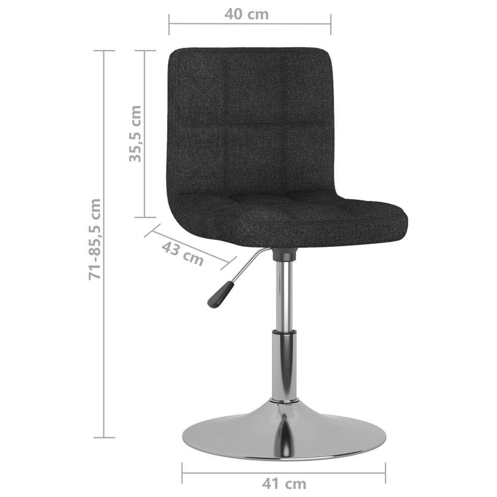Swivel dining chairs, 6 pcs., black, fabric