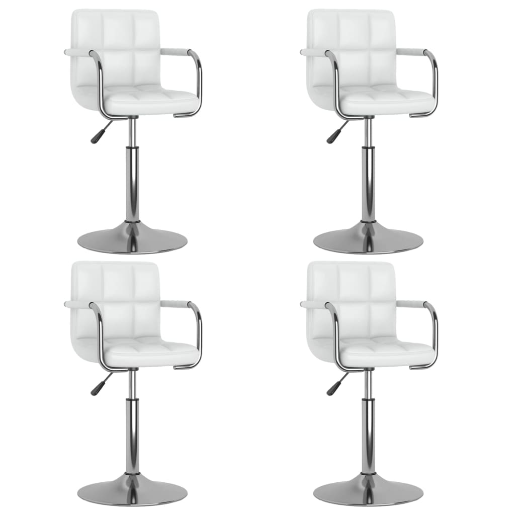 Swivel Dining Chairs, 4 pcs, White, Faux Leather