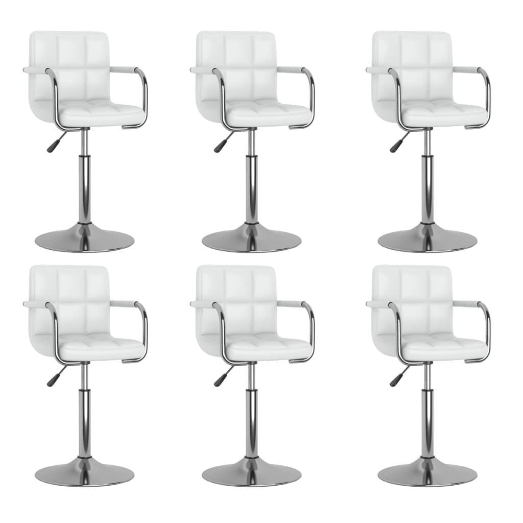 Swivel dining chairs, 6 pcs, white, artificial leather