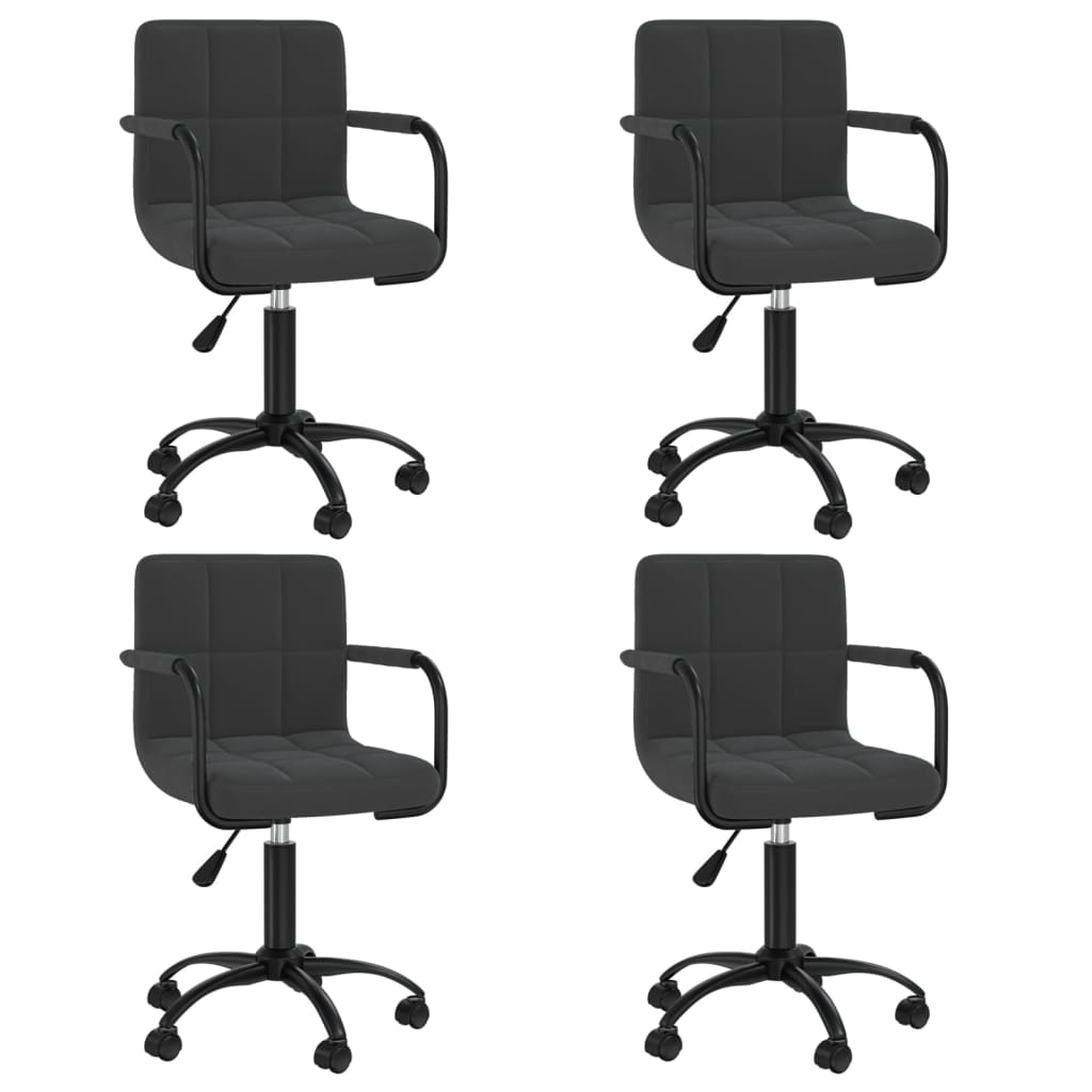 Swivel dining chairs, 4 pcs., black, velvet