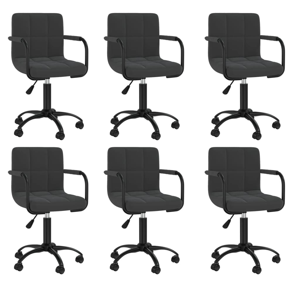 Swivel Dining Chairs, 6 pcs., Black, Velvet