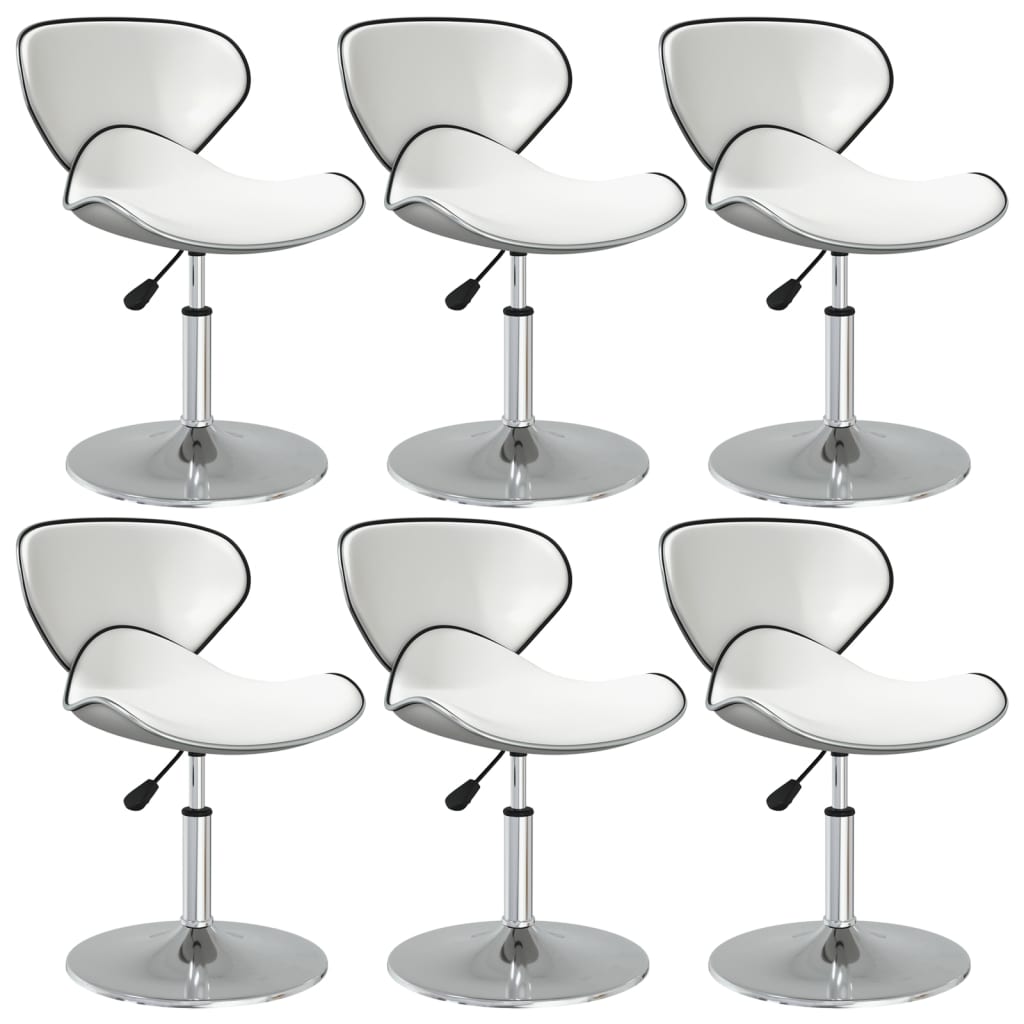 Dining chairs, 6 pcs, white, artificial leather