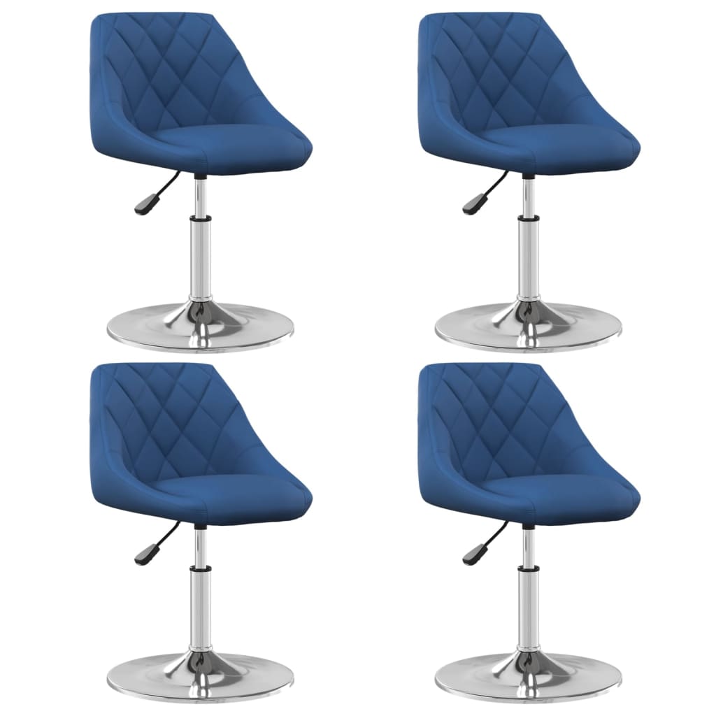 Swivel dining chairs, 4 pcs, blue, velvet