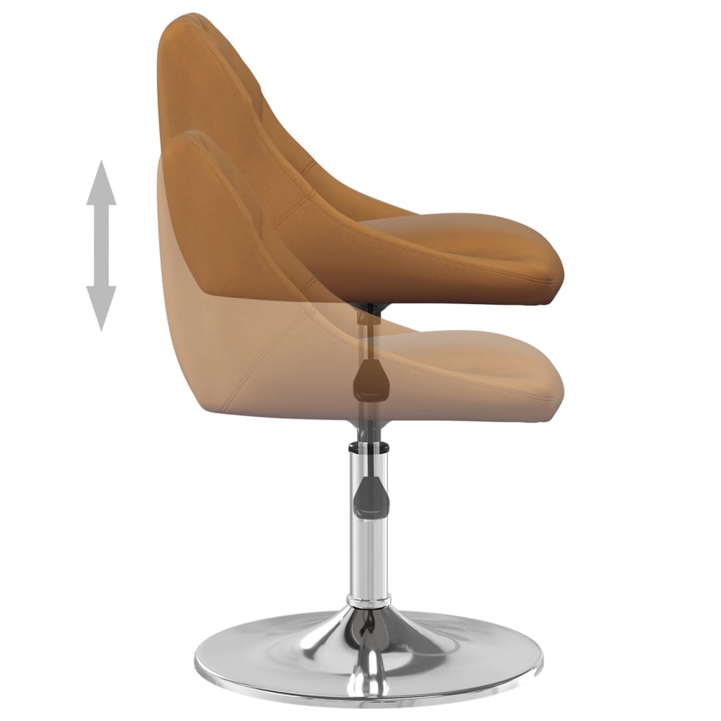 Swivel dining chairs, 6 pcs, brown, velvet