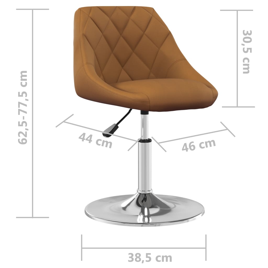 Swivel dining chairs, 6 pcs, brown, velvet