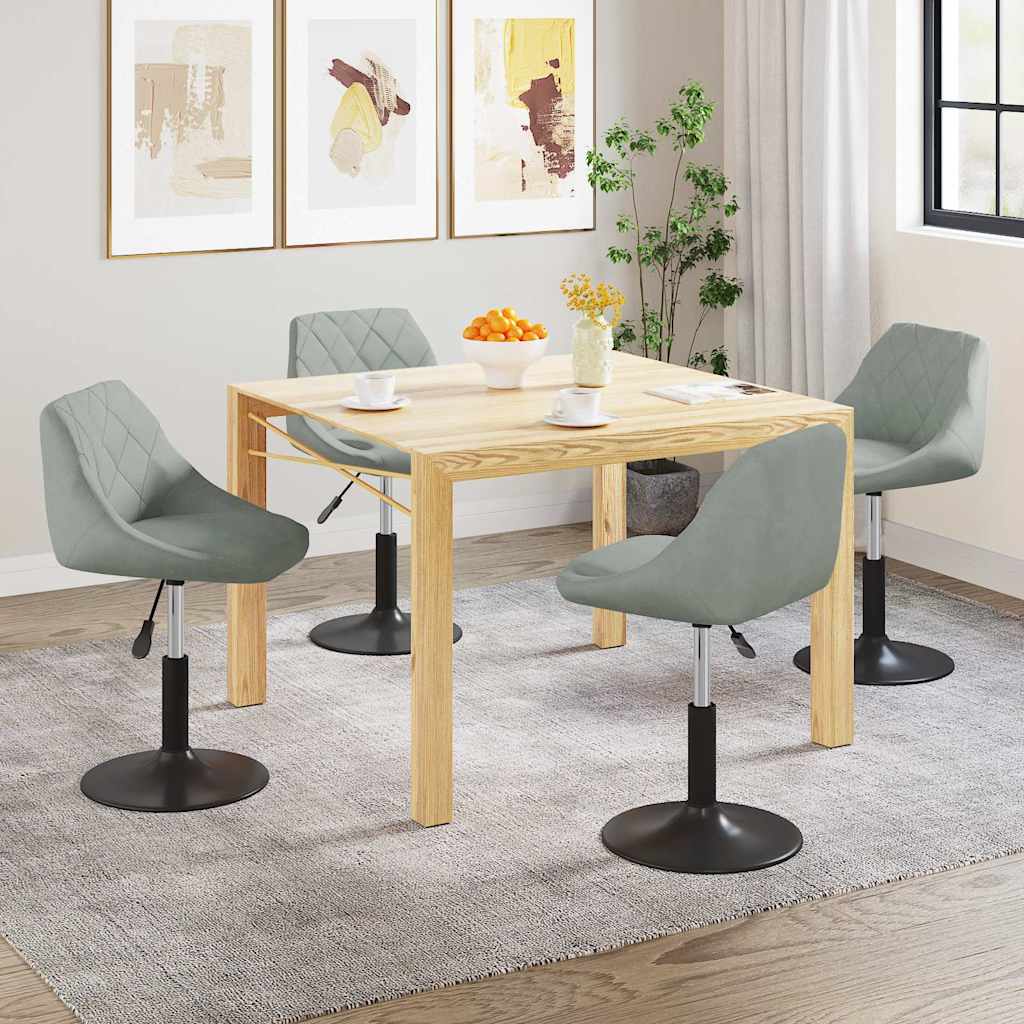Swivel dining chairs, 4 pcs., light grey, velvet