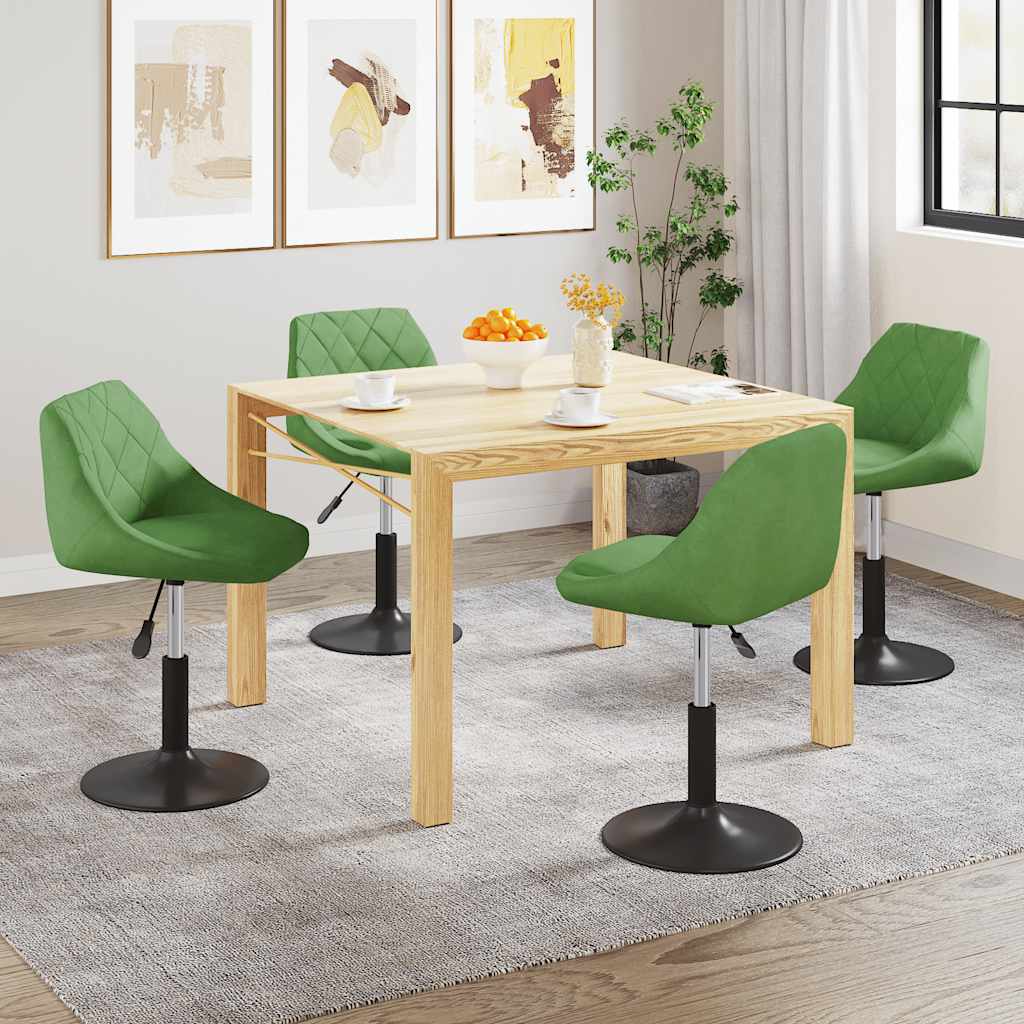 Swivel dining chairs, 4 pcs, light green, velvet