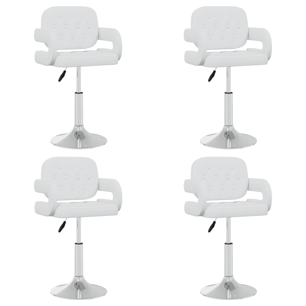 Swivel Dining Chairs, 4 pcs, White Faux Leather