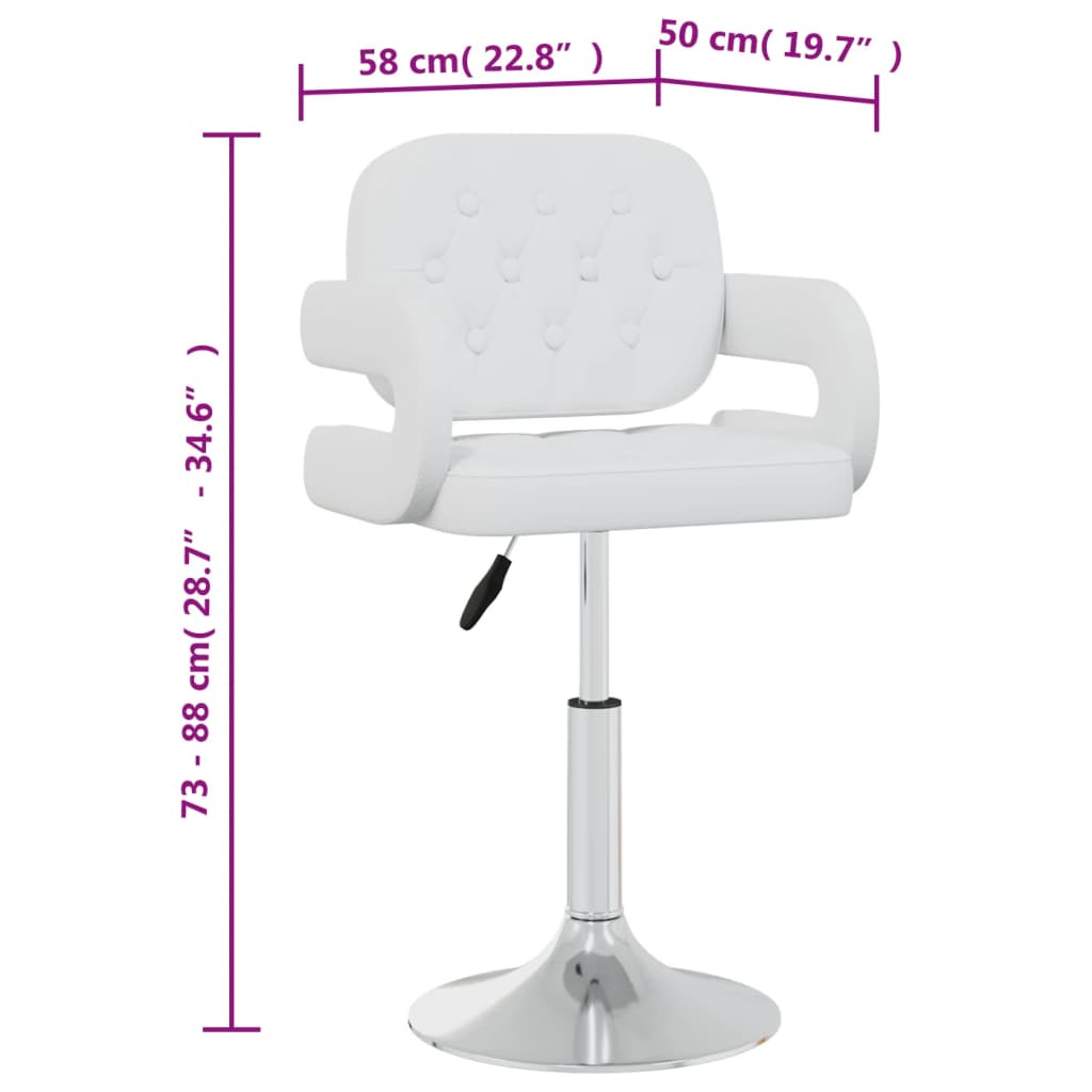 Swivel Dining Chairs, 4 pcs, White Faux Leather