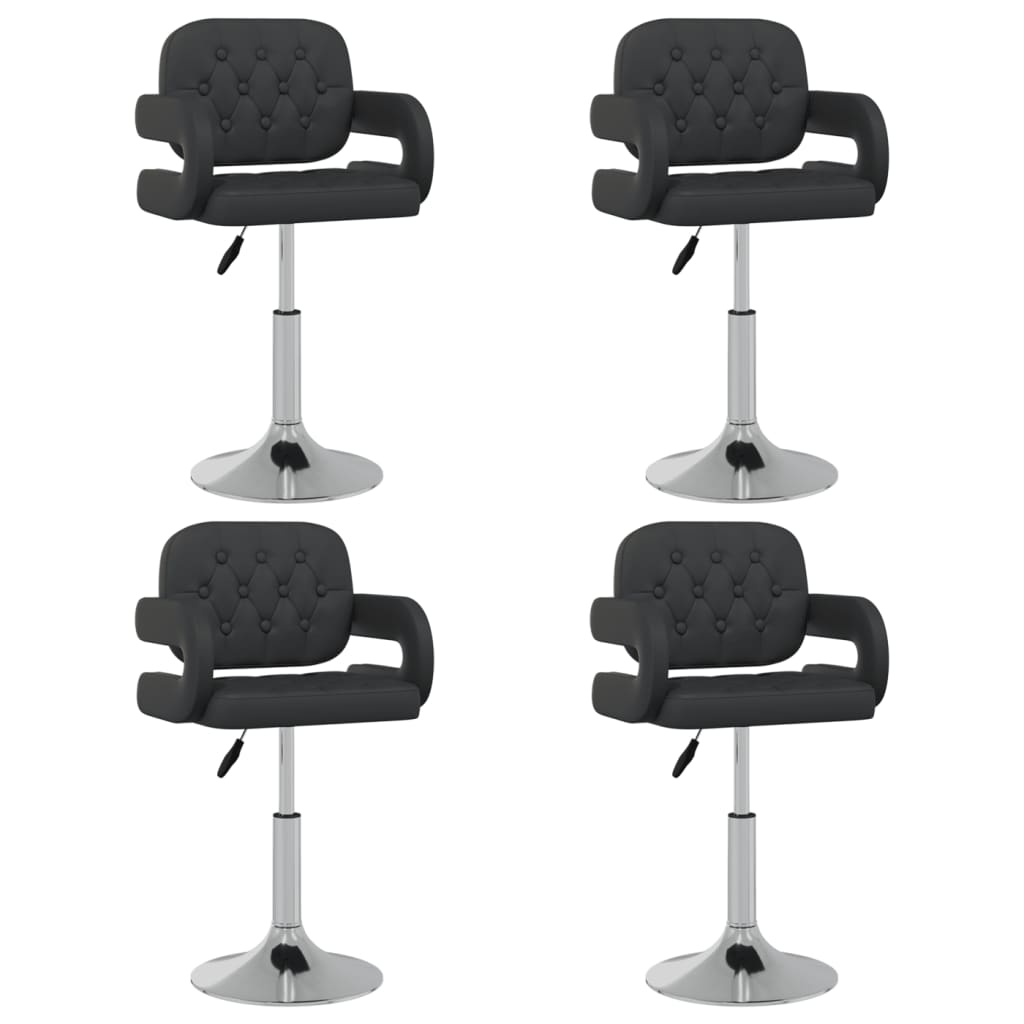 Dining Chairs, 4 pcs, Black, Faux Leather, Swivel