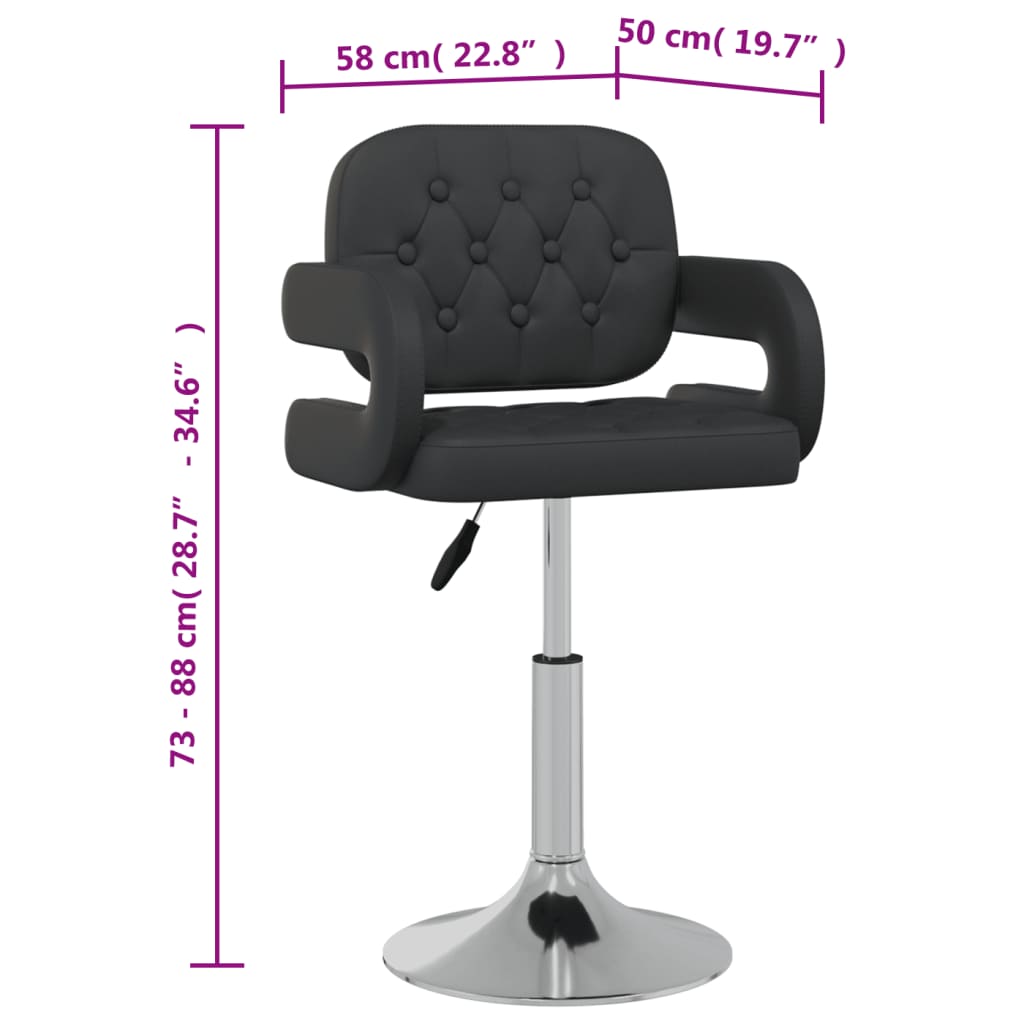 Dining Chairs, 4 pcs, Black, Faux Leather, Swivel