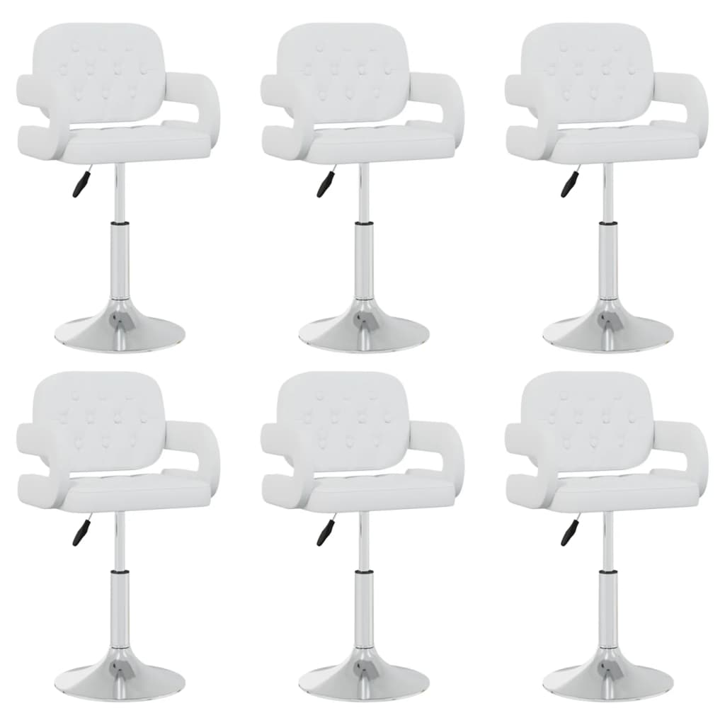 Swivel dining chairs, 6 pcs, white, artificial leather