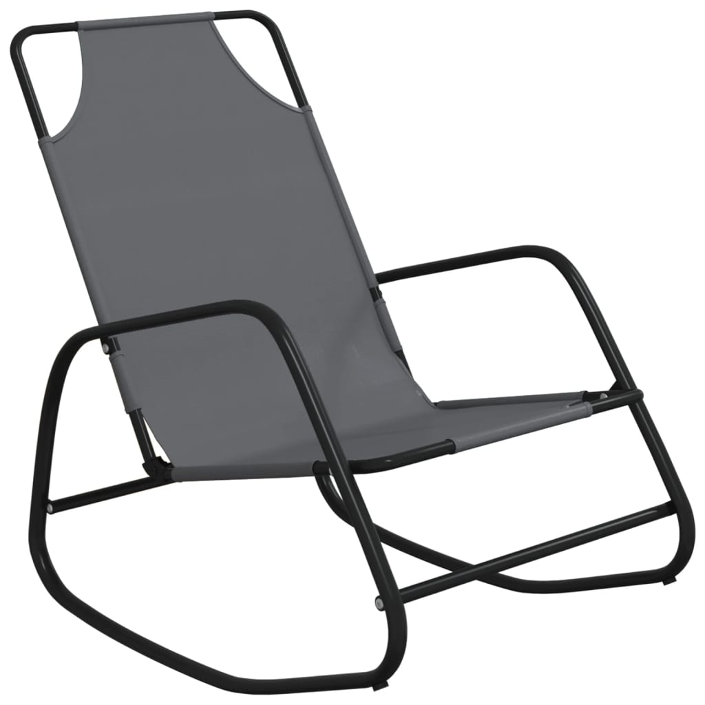 Sun loungers, 2 pcs, grey, steel and textilene