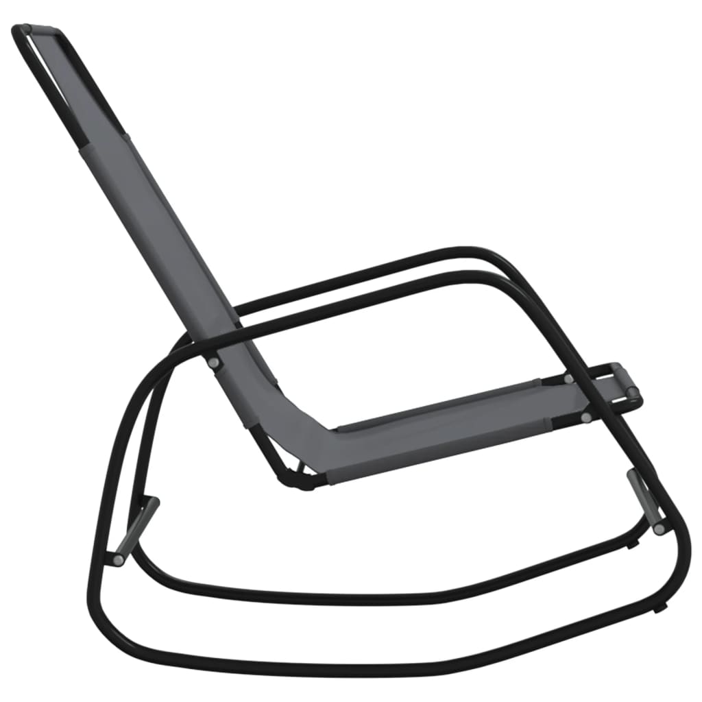 Sun loungers, 2 pcs, grey, steel and textilene