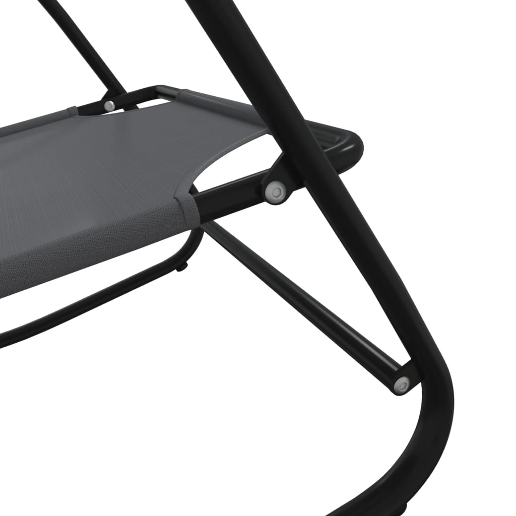 Sun loungers, 2 pcs, grey, steel and textilene