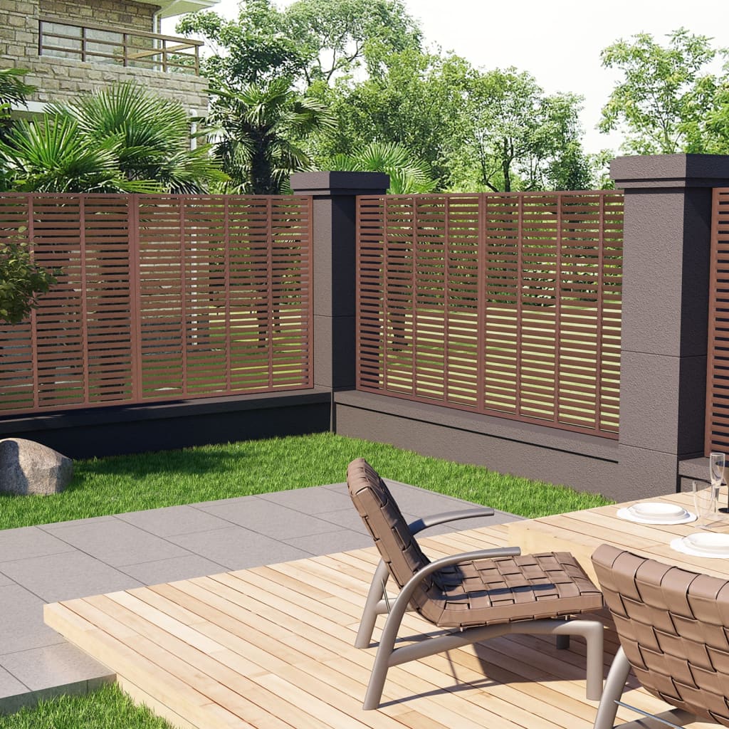 Louvered fence, brown, 180x180cm, WPC