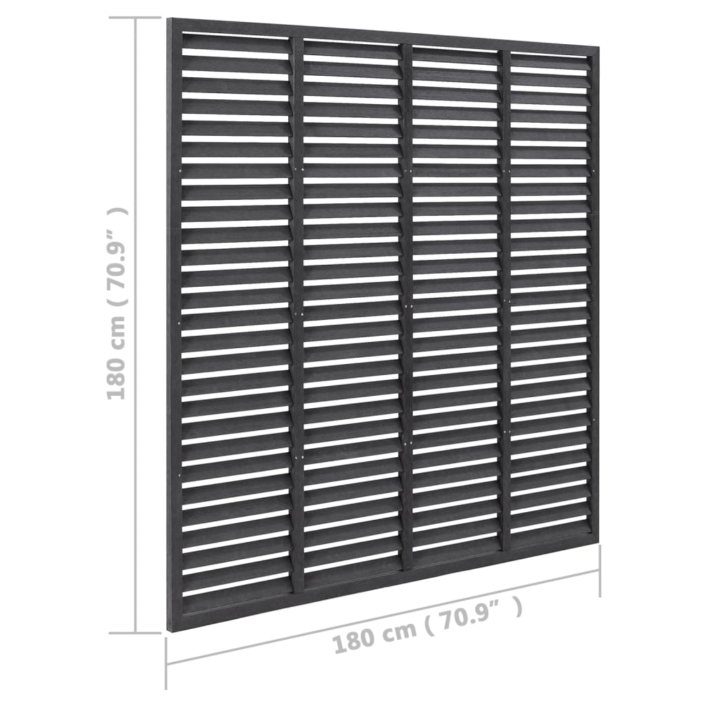 Slatted fence, grey, 180x180cm, WPC
