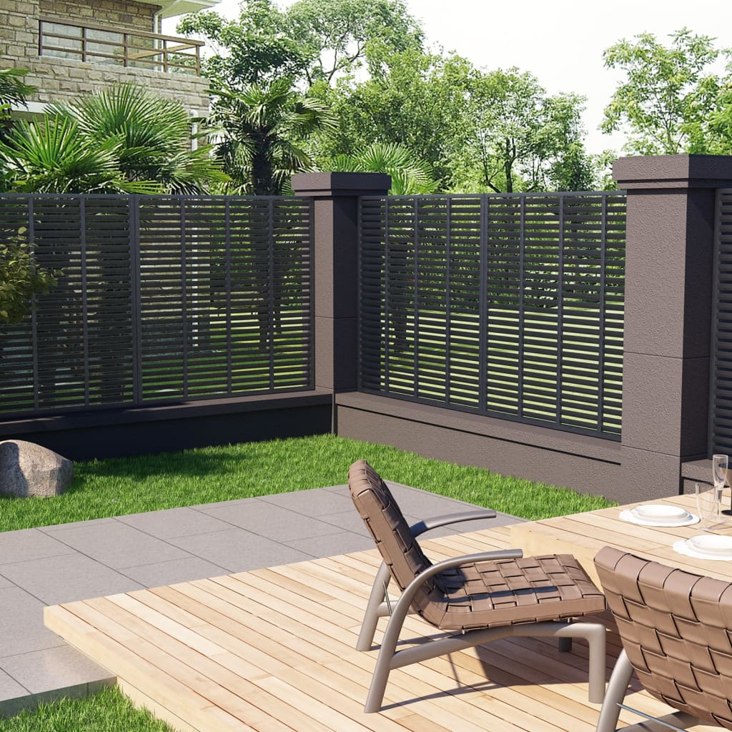 Slatted fence, grey, 180x180cm, WPC
