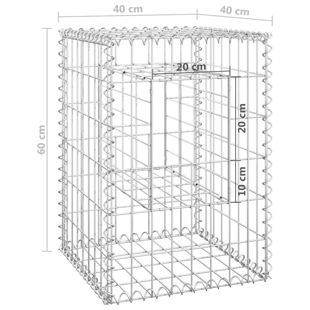 Gabion basket columns, 2 pcs., 40x40x60cm, iron
