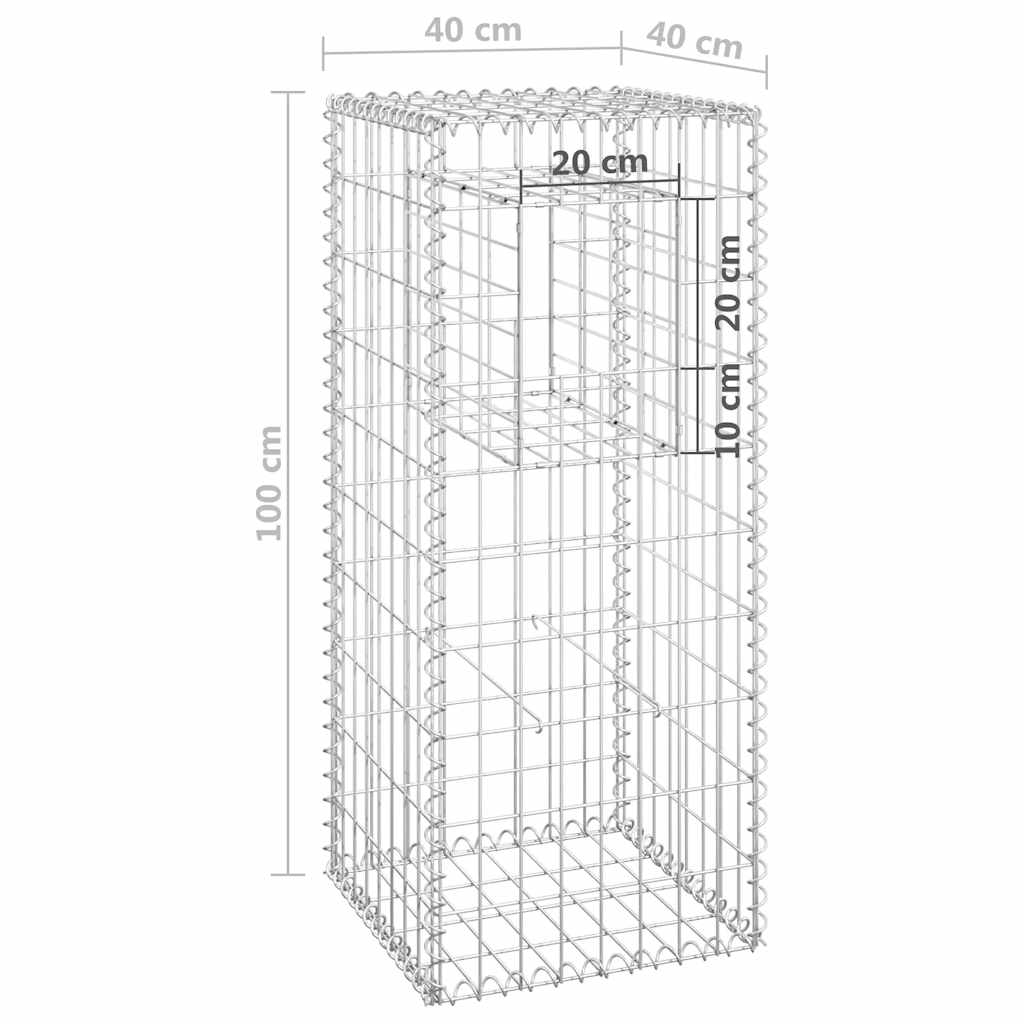 Gabion basket columns, 2 pcs., 40x40x100cm, iron