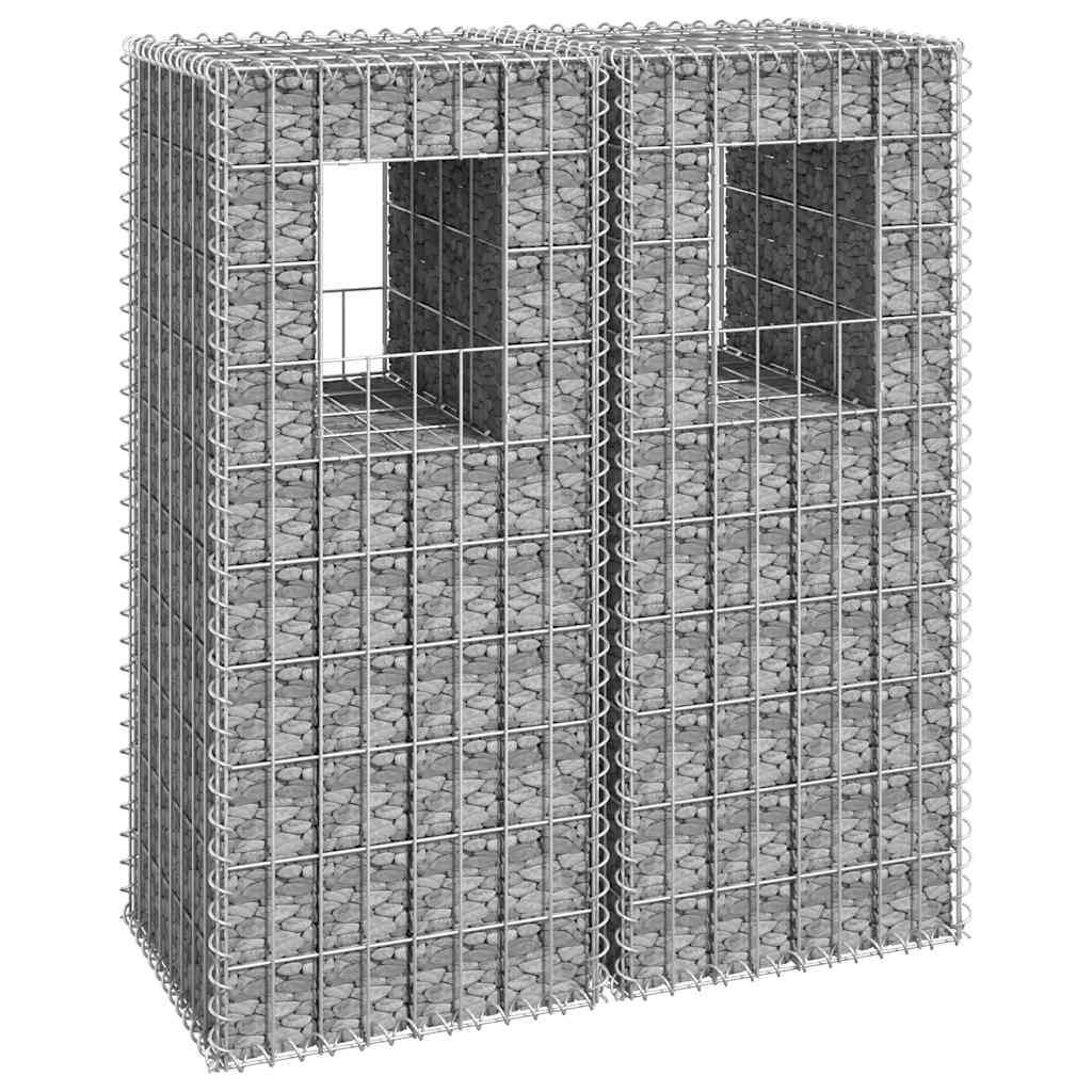 Gabion basket columns, 2 pcs., 40x40x100cm, iron