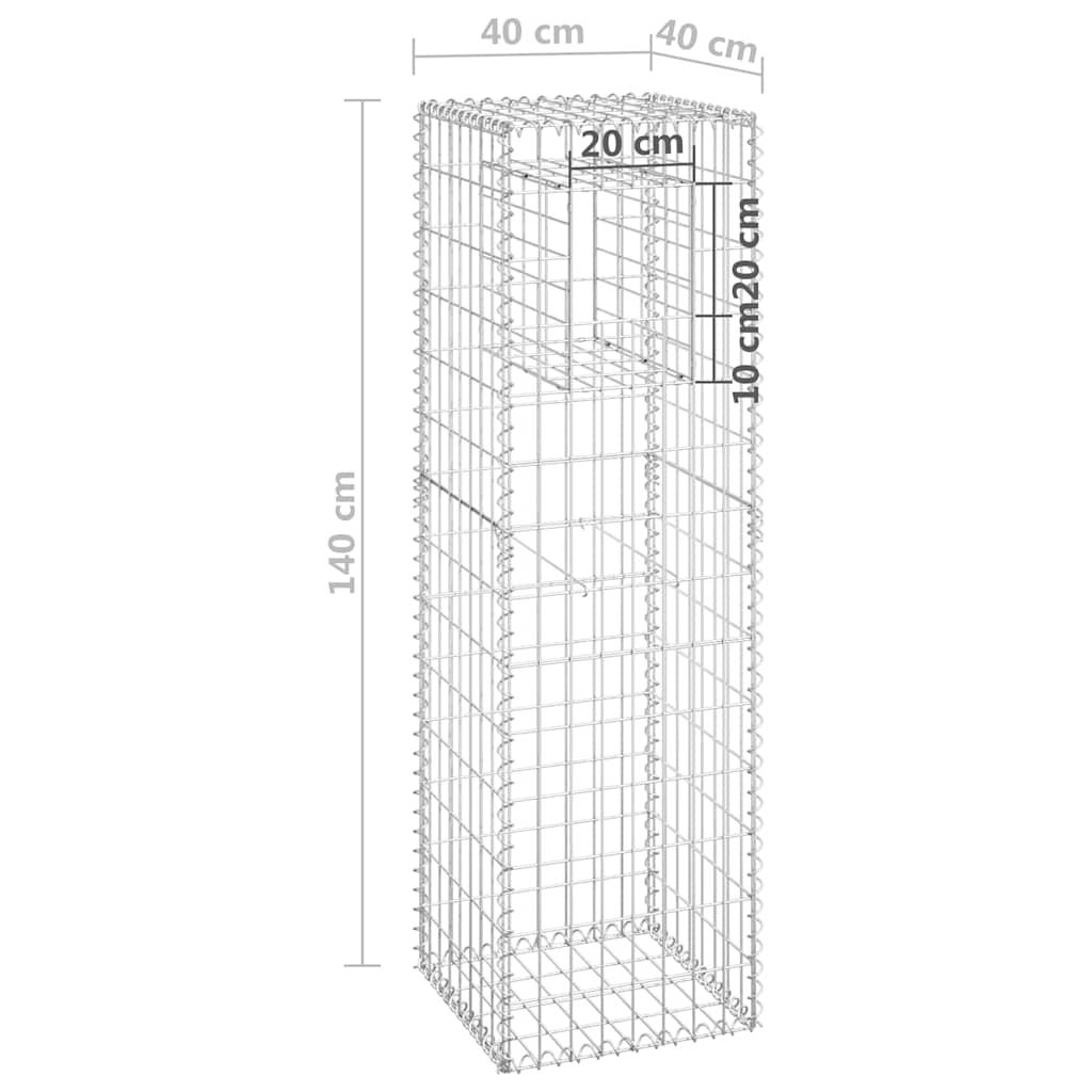 Gabion basket column, 40x40x140cm, iron