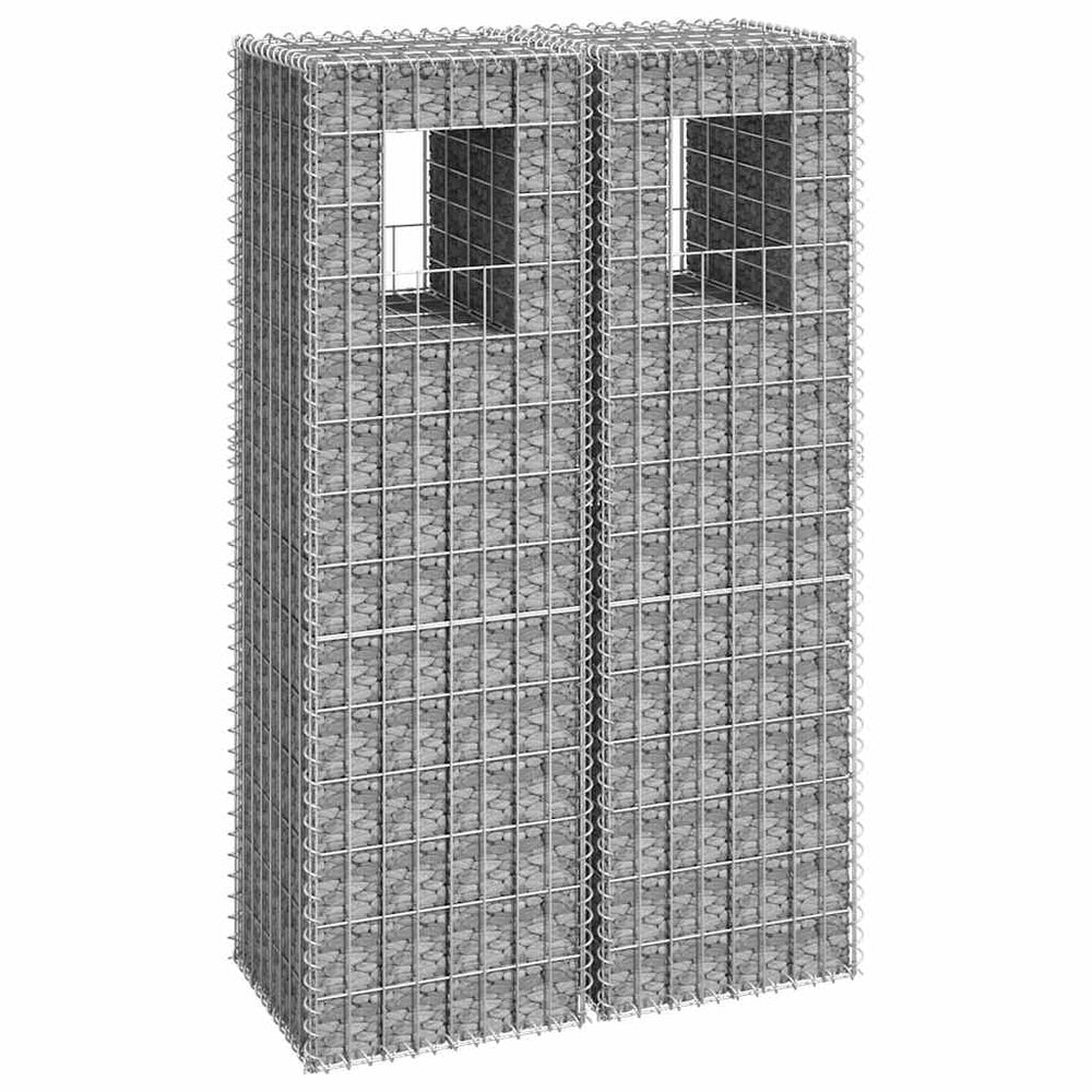 Gabion basket columns, 2 pcs., 40x40x140cm, iron